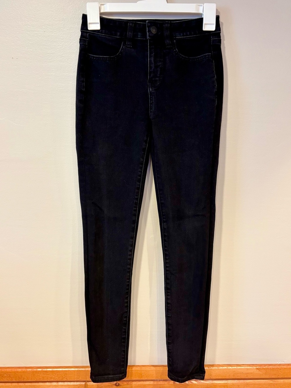 American Eagle Hi-Rise Jeggings Dark Black Dream Stretch Denim Womens 00